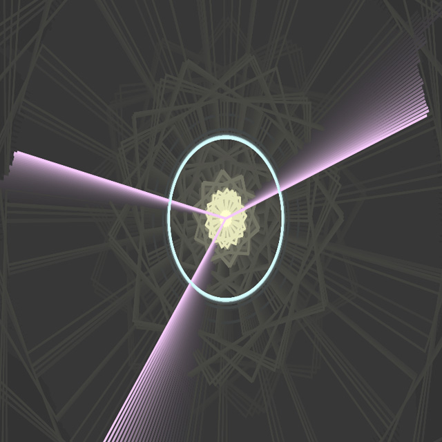 <a href='https://editor.p5js.org/Orzrihh/full/YtZDnmw1C'>Link to Sketch</a><br>I went back to using other shapes besides circles for this sketch. This is also where I played around with altering the rotation of certain elements. stacking these together ended up creating an interesting kaleidoscope-like visual.