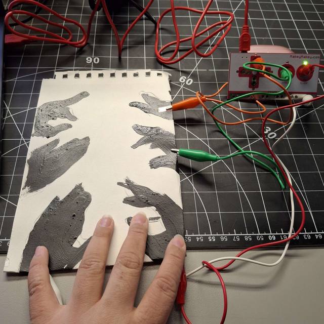 This method worked a bit, activating the circuit was awkward. I had to pivot from my original work flow, but this change ended up inspiring new ideas later