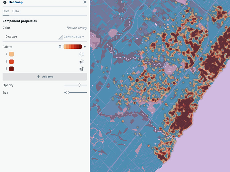 Also using a heat map, I changed the palette on this one to unusual colours. The palette used for the heat map clashes a bit with the palette, but it does allow it to stand out.
