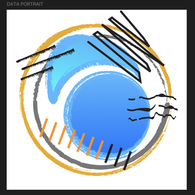 Using the same assets, I played around with the design of my portrait, this time arranging them in a circle so it would look more like a target.