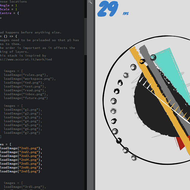This was more expirimentation with ordering my image layers with the code. For this design I found the layering a lot more important since a lot of the smaller or thinier details were being blocked by other layers.