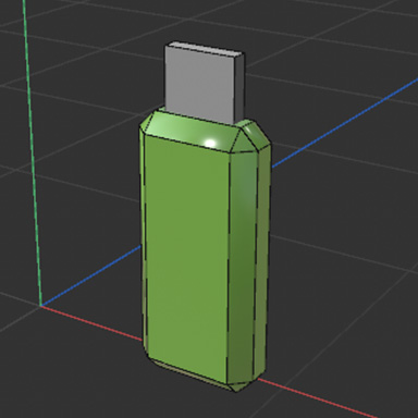 At this stage, I didn't know how to go about creating the metal coat or cutting out the holes on the metal part of usb. If I had to recreate this, I wound use the boolean feature to create the holes, and add then adjust a plane for the coat.