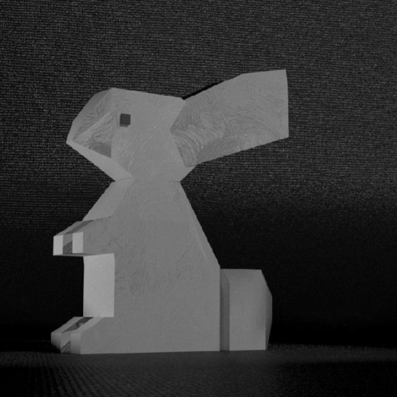 I liked expiriementing with the material for this rabbit since I got to test out using bump maps. I tested a bunch of different styles and ended up using a brush-like bump map since it captured the streaky look of the original carving